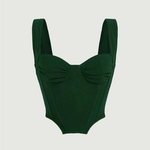 Hunter Green Ruched Bust Crop Top